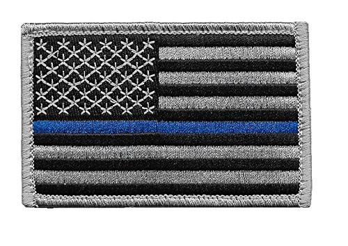 US Flag Thin Blue Line Patch for Police and Law Enforcement with Hook/Loop Backing (3.5x2.25 in.)