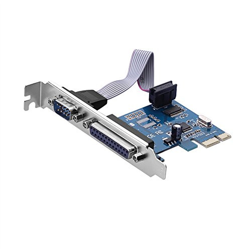 SIENOC PCI-E Serial COM DB9 RS-232 + DB25 Printer Lpt1 Port Adapter 1.0 X1 Card