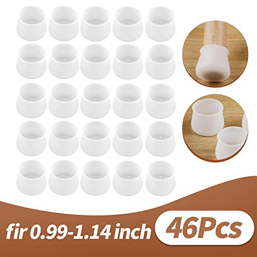 Furniture Silicon Protection Cover for Chair Legs, 46 Pcs Silicone Chair Leg Caps Furniture Leg Protectors Silicone Floor Protectors Anti-Slip Bottom Chair Pads for Round Furniture Table Feet