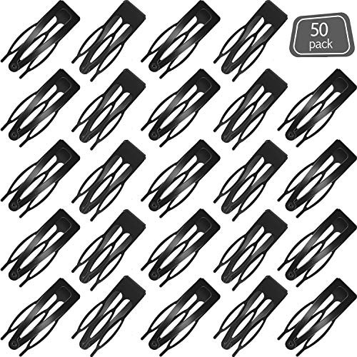 50 Pieces Double Grip Hair Clips Metal Snap Hair Barrettes Hair Pins for Women Hairstyle Making (Black)