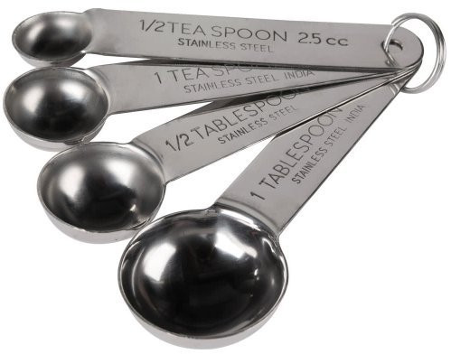 American Metalcraft Stainless Steel Measuring Spoon Set, Silver, 4 Piece (tablespoons & tea spoons)