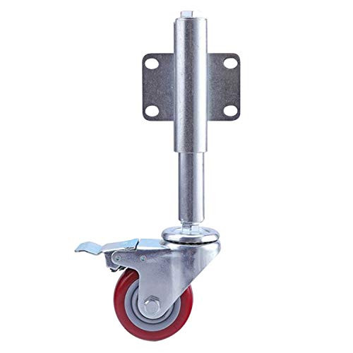 3" Gate Wheel PU Spring Loaded Swivel Caster Wheel with Brake Heavy Duty 220 Lbs Load Capacity (3-Inch)