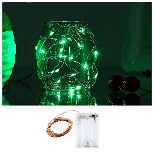 BZONE Led Battery Operated Powered String Starry Light Copper Wire Lights (20 Leds,Green Color,7ft)