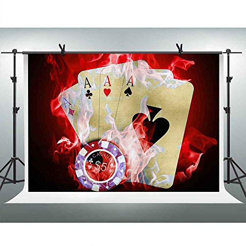 FHZON 10x7ft Casino Poker Photo Photography Backdrop Texas Holdem Poker Red Mist Background Themed Party Photo Booth Studio Props LSFH620