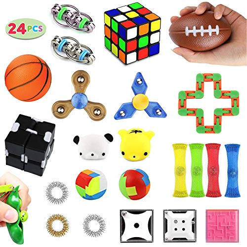 Fidget Toys Set 24 Pack, Sensory Toys for Adults Kids ADHD ADD Anxiety Autism, Stress Relief Toys for School Supplies Classroom Rewards, Birthday Party Favors, Carnival Prizes, Goody Bag Piñata Fillers Fidget Toys Set 24 Pack, Sensory Toys for Adults Kids ADHD ADD Anxiety Autism, Stress Relief Toys for School Supplies Classroom Rewards, Birthday Party Favors, Carnival Prizes, Goody Bag Piñata Fillers