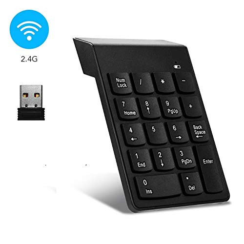 Wireless Numeric Keypad 18Keys Portable Financial Accounting Number Keyboard Numpad with 2.4G Mini USB Receiver for Laptop Notebook, Desktop, Surface Pro, PC