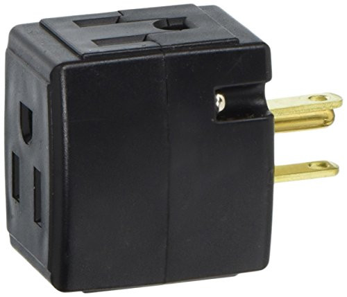 Leviton 692-E 15 Amp, 125 Volt, Triple Cube Grounding Adapter Black