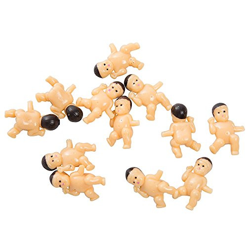 Mini Plastic Babies with Open Hands Baby Shower Favor Charms, 12ct