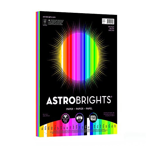 Astrobrights Color Paper, 8.5 x 11, 24 lb/89 gsm,"Spectrum" 25-Color Assortment, 150 Sheets (80933-01)