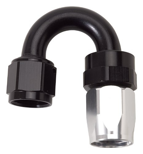 Edelbrock 613513 Hose End #8 An Swivel 180 Deg Tight Radius Clr/Blk Anodized