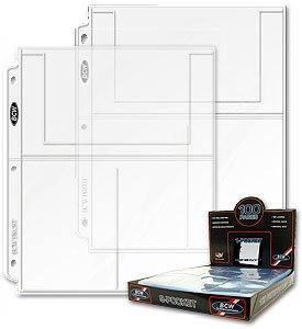 BCW Pro 3-Pocket Page 20 (Twenty Pages) (4 X 6 Cards, Postcards or Photos), Clear