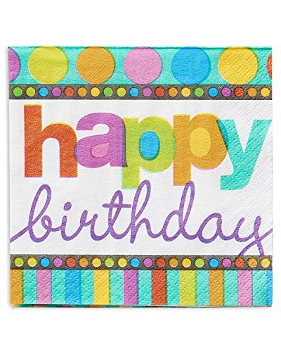 American Greetings Dots and Stripes Party Supplies, Beverage Napkins (16-Count)