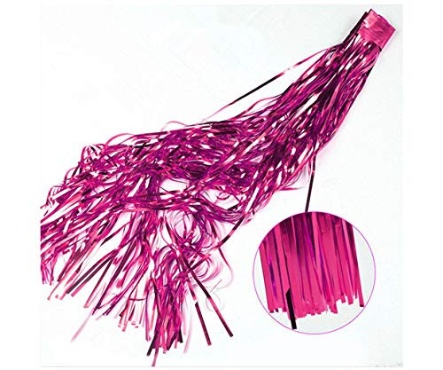 ShiDianYi Foil Fringe Skirt-3FTx8FT-Fuchsia-Metallic Foil Fringe Curtain/Photo Backdrop/Hanging Tinsel for Window Curtain (Fuchsia)