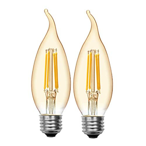 GE Bent Tip LED Vintage Light Bulb, Amber Glass LED Edison Bulb (60 Watt Replacement Dimmable LED Light Bulbs), 400 Lumen, Medium Base Light Bulbs, 2-Pack E26 Edison Bulb