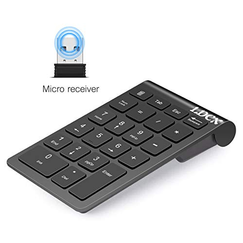 USB Numeric Keypad, Mini Number Keypad for Laptop Desktop Computer PC, Wireless 22 Keys Slim USB Number Pad, Portable Numeric Keypad 2.4GHz -Black