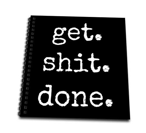 3dRose db_213309_3 Get Shit Done White Lettering on a Black Background Mini Notepad, 4" x 4"
