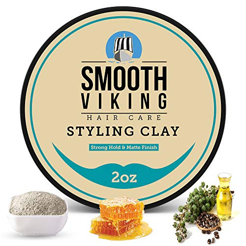 Smooth Viking Hair Clay for Men - Non-Greasy Hair Styling Clay for Matte Finish and Strong Hold - Natural Pliable Molding Cream for Modern Hairstyles - Shine-Free Mens Hair Wax Product - 2 Ounces Smooth Viking Hair Clay for Men - Non-Greasy Hair Styling Clay for Matte Finish and Strong Hold - Natural Pliable Molding Cream for Modern Hairstyles - Shine-Free Mens Hair Wax Product - 2 Ounces
