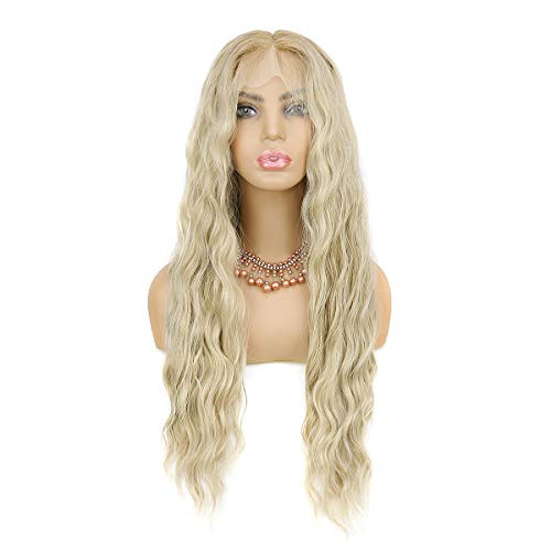 Lace Front Wigs, 13x6 Lace Front Wig Heat Resistant Fibre Blonde Lace Front Wig GLZWIG Natural Wave Ombre Long Blonde Wig Synthetic Lace Front Wigs for Women Lace Front Wigs, 13x6 Lace Front Wig Heat Resistant Fibre Blonde Lace Front Wig GLZWIG Natural Wave Ombre Long Blonde Wig Synthetic Lace Front Wigs for Women