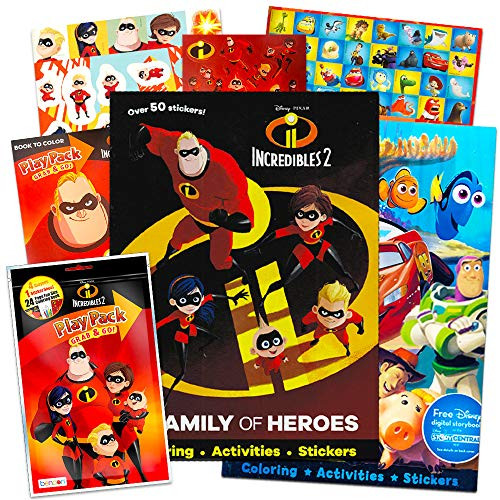 Disney Pixar Incredibles Coloring and Activity Book Super Set - Pack of 3 Incredibles Books with Crayons and Over 100 Stickers (Incredibles Party Supplies)