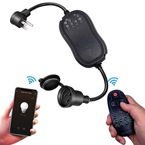 SUNYE Outdoor 240W Smart Timer and Dimmer, APP Control, Compatible with Alexa & Google Home, 150FT RF Control Range, Photocell Sensor ON at Dusk & OFF at Dawn, Multi-Functions Dimmer for String Lights
