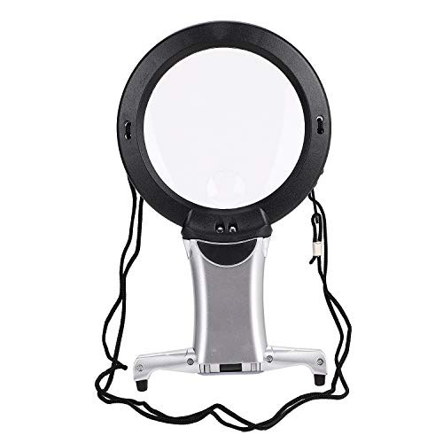 Hands Free LED Magnifier Handheld Stand Lighted Magnifying Glass with Neck Hanging Cord Magnifier for Reading Repair Hand Crafts Hobby Sewing Jewelry
