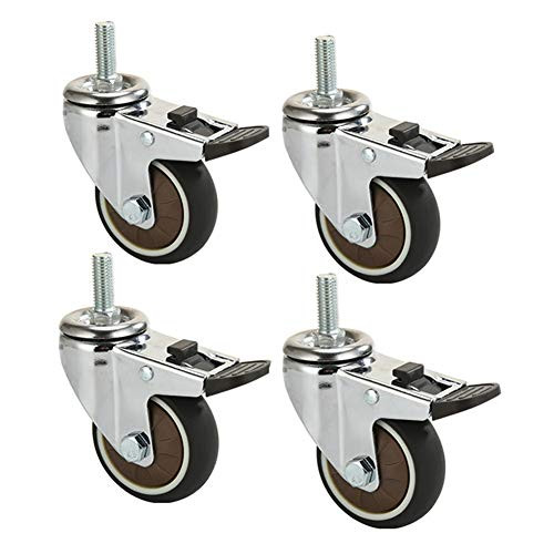Gizhome 1.5" Caster Wheels with Brakes, Heavy Duty TPR Swivel Casters with 360 Degree Threaded Stem, TPR Foam Quite Mute No Noise Casters Wheels Set of 4 Black