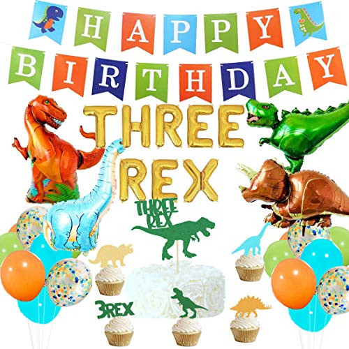 HEETON Three Rex Balloons T-Rex 3 Cake Topper Dinosaur Birthday Cupcake Topper Jurassic Park Birthday Boy Party Supplies Decorations HEETON Three Rex Balloons T-Rex 3 Cake Topper Dinosaur Birthday Cupcake Topper Jurassic Park Birthday Boy Party Supplies Decorations