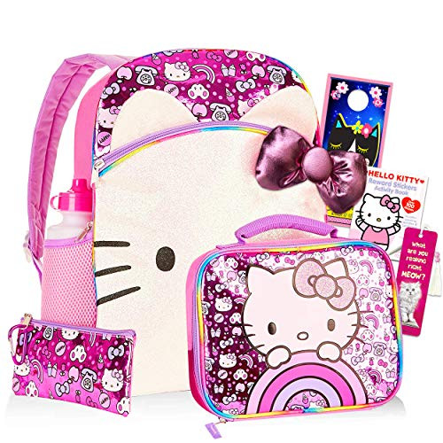 Hello Kitty Backpack and Lunch Box Set for Kids Boys Girls ~ 8 Pc 16" Kitty Backpack, Insulated Lunch Bag, Water Bottle, Stickers, and More (Hello Kitty Party School Supplies Bundle) Hello Kitty Backpack and Lunch Box Set for Kids Boys Girls ~ 8 Pc 16" Kitty Backpack, Insulated Lunch Bag, Water Bottle, Stickers, and More (Hello Kitty Party School Supplies Bundle)