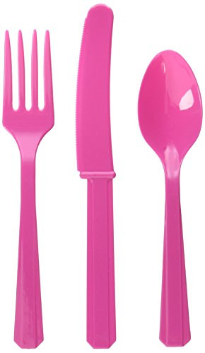 amscan Assorted Plastic Cutlery | Party Supply | Bright Pink | 288 ct.