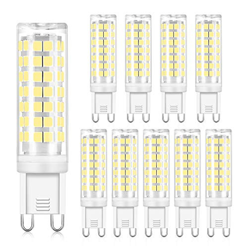 G9 LED Bulb Dimmable Daylight White 6W Equivalent 40W 50W 60W Halogen Bulbs, 6000K, 540LM G9 Bi-pin Base Light, AC 120V CRI 82, (10 Pack) by Yomis