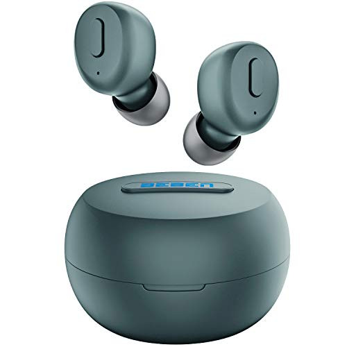 BEBEN Bluetooth 5.0 True Wireless Earbuds, IPX8 Waterproof 30H Cyclic Playtime TWS Stereo Headphones for iPhone Android with Charging Case, in-Ear Earphones Headset with mic for Sport - Green