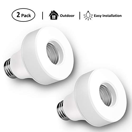 USHAWN Smart WiFi Bulb Socket, E26 / E27 LED Light Lamp Holder Plug, Bulb Adapter Base Compatible with Alexa and Google Assistant, No Hub Required, Remotely Control, Timing Function (2 Pack)