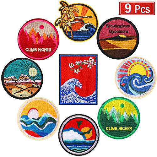9 Pieces Wave Off Kanagawa Patch Embroidered Applique Badge Iron and Sew On Emblem for Clothes Jeans Jacket Hat Dress DIY Accessories 9 Pieces Wave Off Kanagawa Patch Embroidered Applique Badge Iron and Sew On Emblem for Clothes Jeans Jacket Hat Dress DIY Accessories
