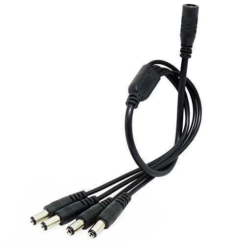 HTtec Camera Power Splitter Cable Female to Male Power Supply Wire Cord Y Adppter for CCTV Security Cameras and LED Strip Lights  (Female to 4 Male)