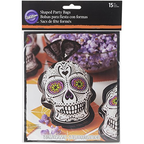 Wilton Deadly Soiree Day of the Dead Shaped Party Bag, Assorted 1912-0450 (15 pack)