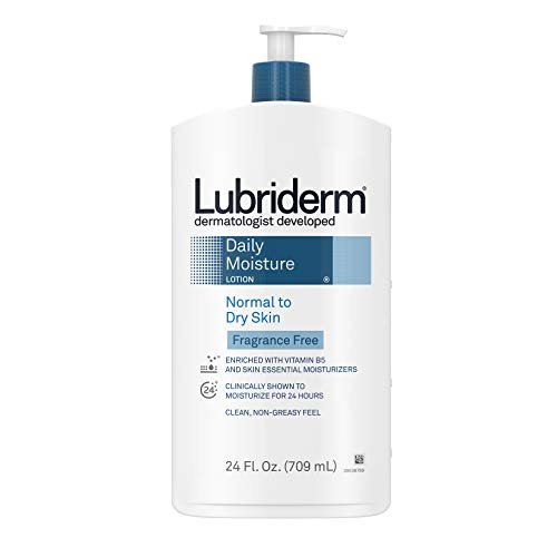 Lubriderm Daily Moisture Hydrating Unscented Body Lotion with Vitamin B5 for Normal to Dry Skin, Non-Greasy and Fragrance-Free Lotion. 24 fl. oz