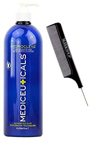 Therapro Mediceuticals HYDROCLENZ Dry Scalp & Hair Moisturizing Shampoo (w/Sleek Comb) Advanced Hair Restoration, SLS-Free Formula, Hydro Cleanse (33 oz / 1000 ml - LARGE LITER SIZE)