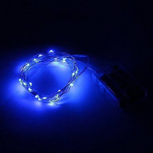 BOLWEO 10ft/3M 30LEDs LED String Light,Waterproof Copper Wire Battery Operated Fairy Lights for Home Halloween Bedroom Indoor Outdoor - Blue