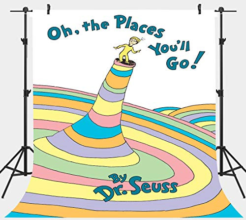 PHMOJEN 5x7ft Dr. Seuss Day Backdrop, Oh The Places You'll Go Theme Photography Background, Vinyl Photo Shooting Props LYPH1603