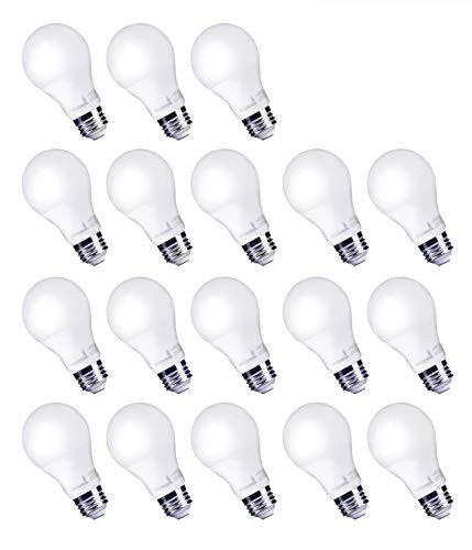 Hyperikon LED Light Bulb A19 9W=60W, Non Dimmable LED Lighting E26 Medium Screw Base, Omnidirectional, UL, Crystal White, 18 Pack