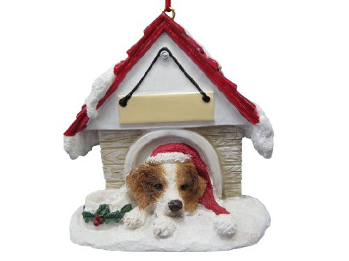 Brittany Spaniel Ornament A Great Gift For Cocker Spaniel Owners Hand Painted and Easily Personalized "Doghouse Ornament" With Magnetic Back