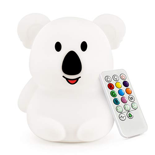 LED Nursery Night Lights for Kids -USB Rechargeable Animal Silicone Lamps with Touch Sensor and Remote Control -Portable Color Changing Glow Soft Cute Baby Infant Toddler Gift