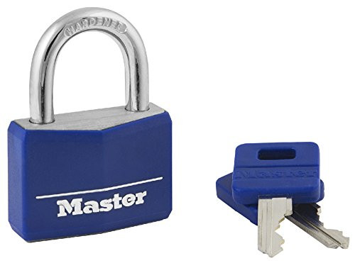 Master Lock Padlock, Covered Aluminum Lock, 1-9/16 in. Wide, Blue, 142DCM