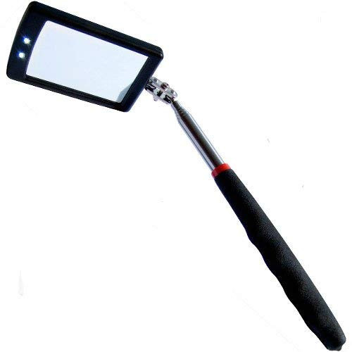 WBOY Inspection Mirror LED Lighted telescoping Mirror Flexible 360 Swivel Adjust Tools for Extra Viewing