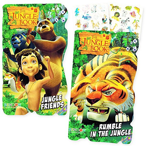 Jungle Book Board Books Set Kids Toddlers -- 2 Books with Bonus Jungle Animals Stickers