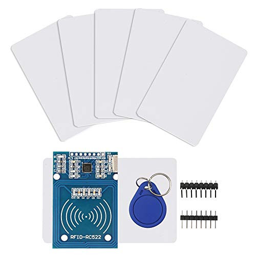 IZOKEE RFID Kit - RC522 RF IC Reader Sensor Module with 5pcs Additional S50 Key Card as Gift and RFID Chip Key Ring for Arduino and Raspberry Pi