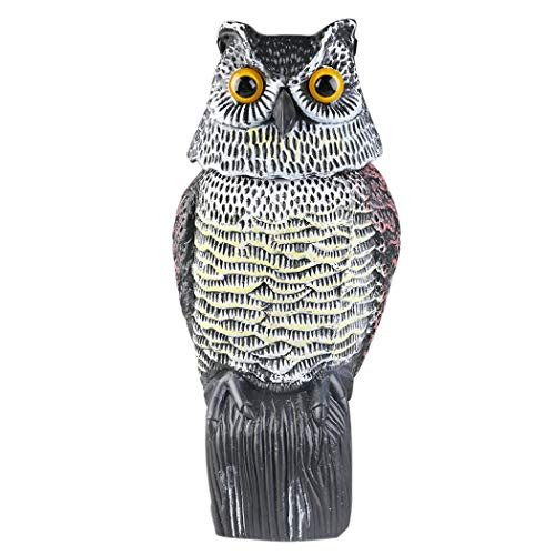 Kasbon Owl Decoy with Rotating Head, Natural Enemy Scarecrow Realistic Fake Owl Kasbon Owl Decoy with Rotating Head, Natural Enemy Scarecrow Realistic Fake Owl