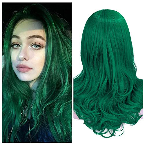 Lady Hanne Hair Wavy Wigs Green Color Pastel Wavy Wig Long Wavy Wig Curly Wave Hair Wig Cosplay Halloween Heat Resistant Synthetic Wigs for Women Girl Lady Hanne Hair Wavy Wigs Green Color Pastel Wavy Wig Long Wavy Wig Curly Wave Hair Wig Cosplay Halloween Heat Resistant Synthetic Wigs for Women Girl