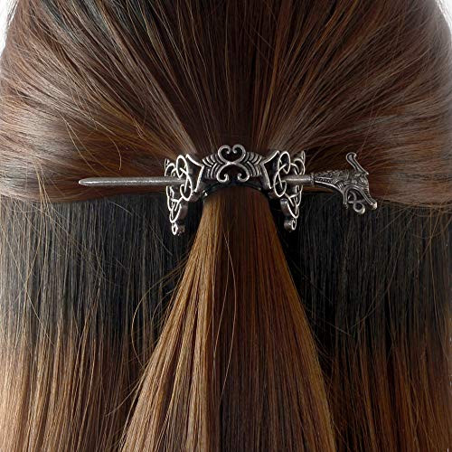Large Celtic Knots Dragon Hairpins Norse Viking Crown Hair Jewelry for Long Hair Braids Barrettes Vintage Viking Runes Women Girl Hairpin Hair Clips Stick Irish Slide Accessories