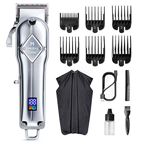 Limural Hair Clippers for Men Professional Cordless Clippers for Hair Cutting Beard Trimmer Barbers Grooming Kit Rechargeable, LED Display, Silver Limural Hair Clippers for Men Professional Cordless Clippers for Hair Cutting Beard Trimmer Barbers Grooming Kit Rechargeable, LED Display, Silver